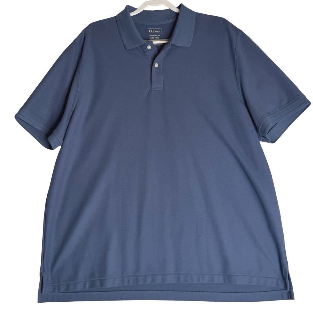 L.L. Bean Premium Double L Polo Short Sleeve Solid Blue XXL Reg